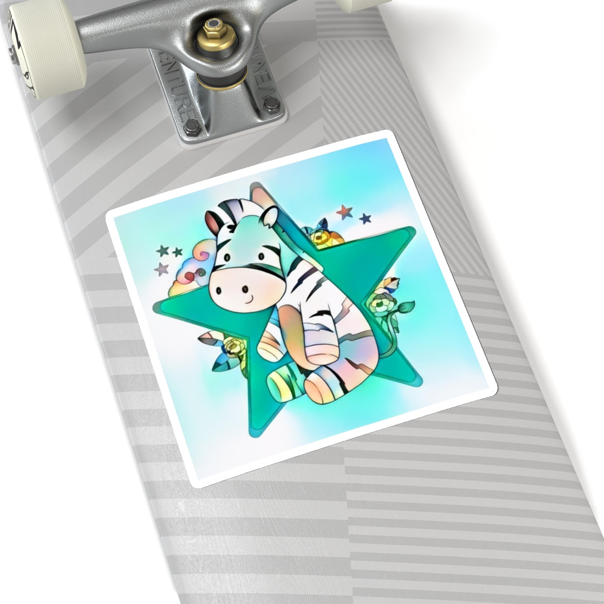 Turquoise Chronically Loved Zebra Kiss-Cut Stickers